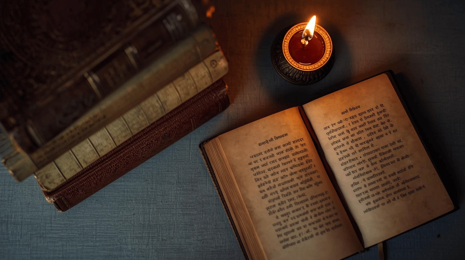 Books, manuscripts, and Hindi poetry showcasing India’s rich literary tradition