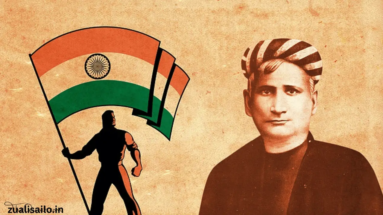 Vintage portrait of Bankim Chandra Chattopadhyay with handwritten “Vande Mataram” verses in the background